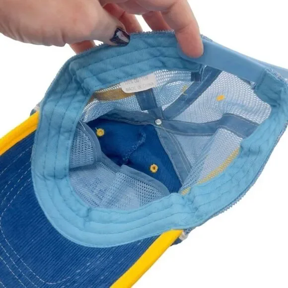 Vintage South Beach Corduroy Blue Yellow Cap - Picture 6 of 6